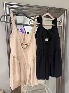 Women’s Sleeveless Cutout Mini Dress - Black and Nude